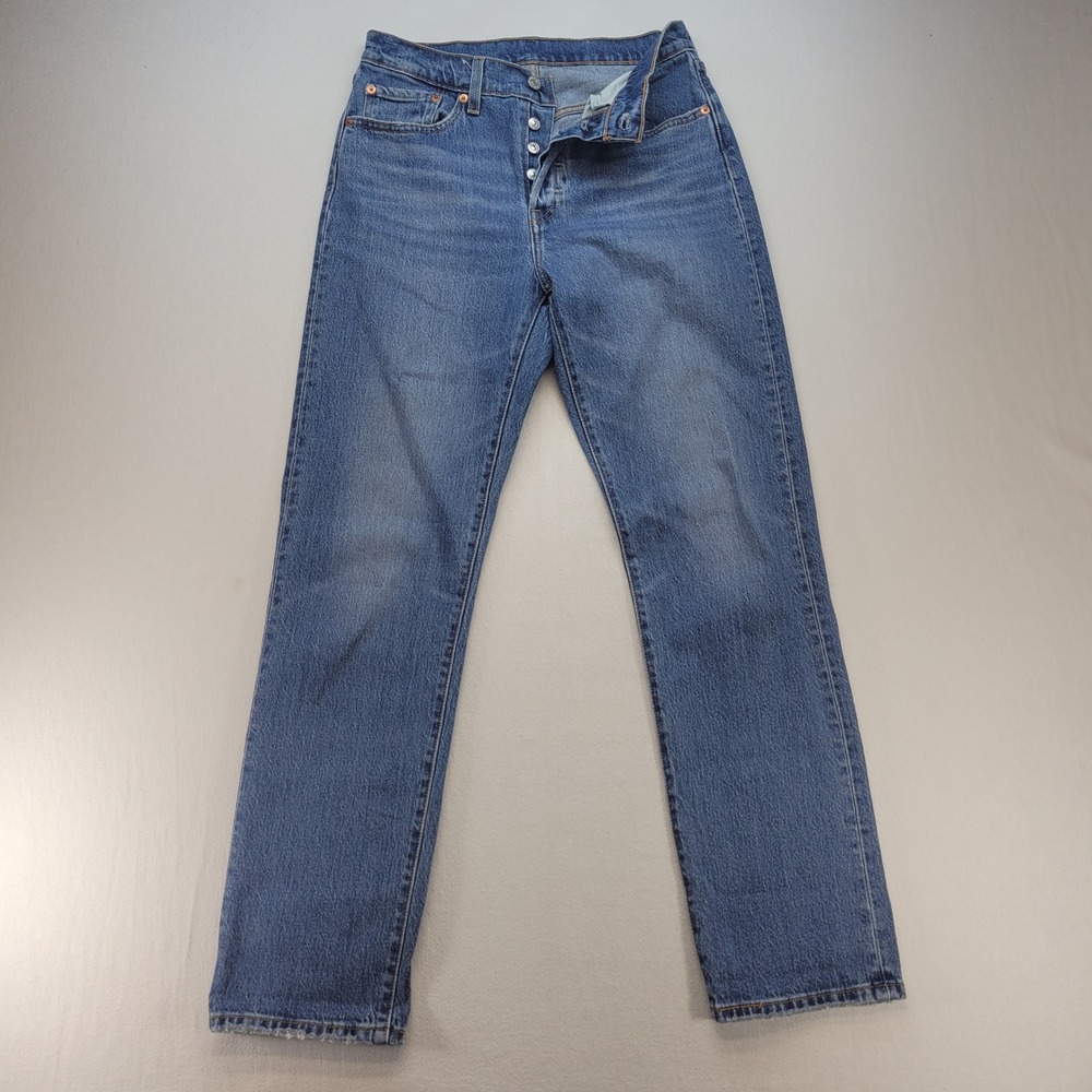 Levi's 501 Original Fit Jeans Women 28 Blue Straight Leg Button Fly Stretch